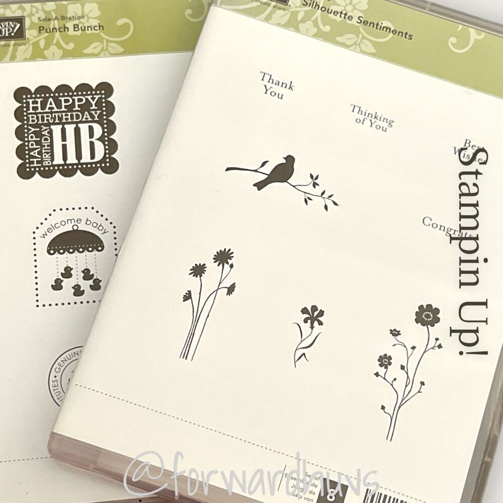 Stampin Up Hostess Silhouette Sentiments & Sale-A-Bration Punch Bunch Sets NIB